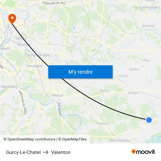 Gurcy-Le-Chatel to Valenton map