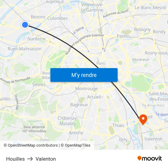 Houilles to Valenton map