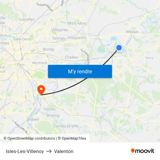Isles-Les-Villenoy to Valenton map