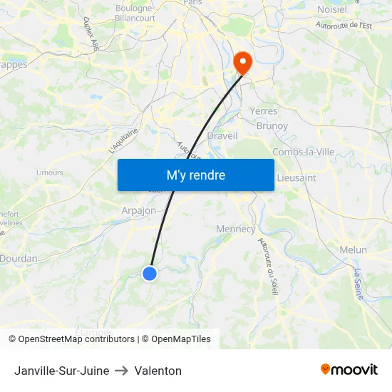 Janville-Sur-Juine to Valenton map