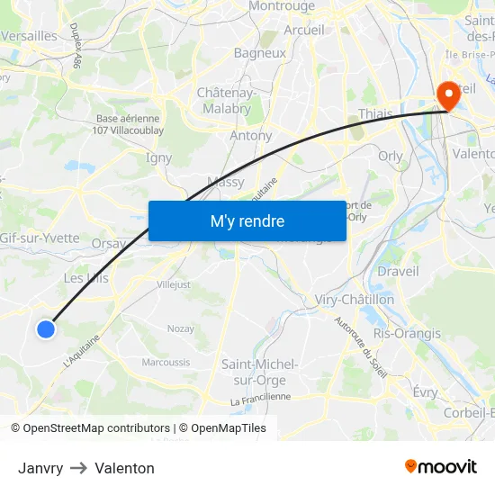 Janvry to Valenton map