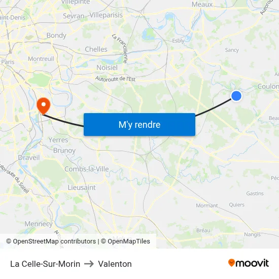 La Celle-Sur-Morin to Valenton map