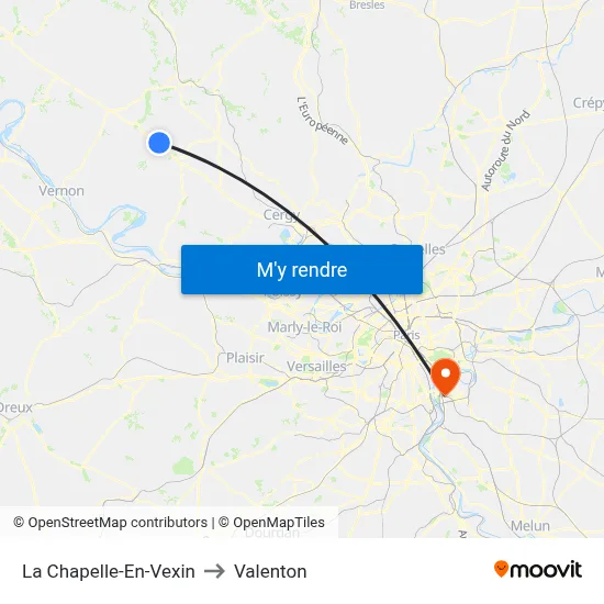 La Chapelle-En-Vexin to Valenton map