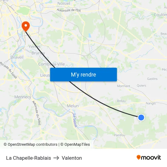 La Chapelle-Rablais to Valenton map