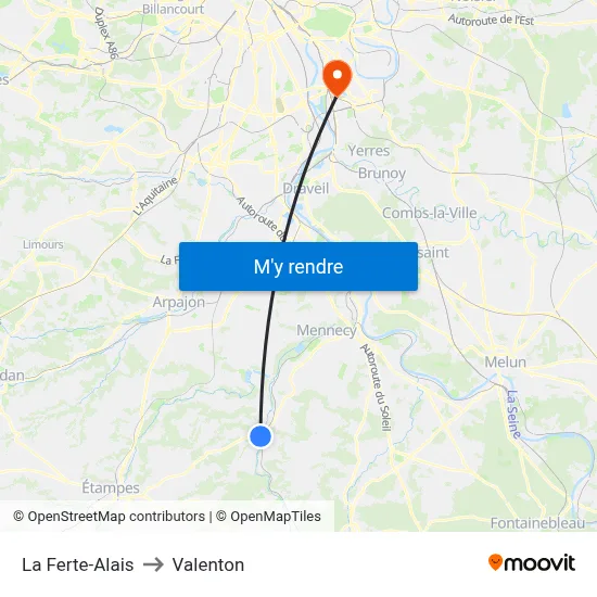 La Ferte-Alais to Valenton map