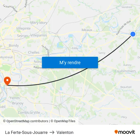 La Ferte-Sous-Jouarre to Valenton map
