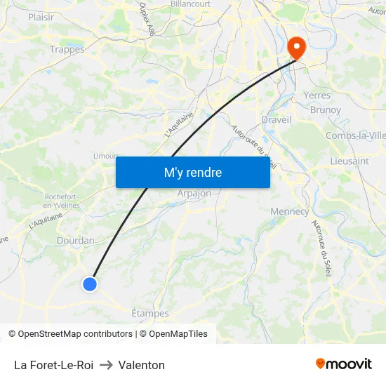 La Foret-Le-Roi to Valenton map
