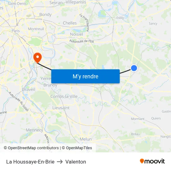 La Houssaye-En-Brie to Valenton map