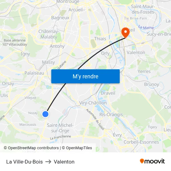 La Ville-Du-Bois to Valenton map