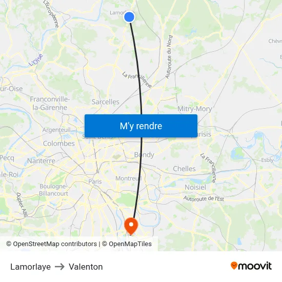 Lamorlaye to Valenton map