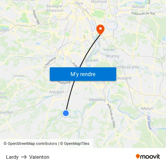 Lardy to Valenton map