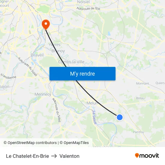 Le Chatelet-En-Brie to Valenton map
