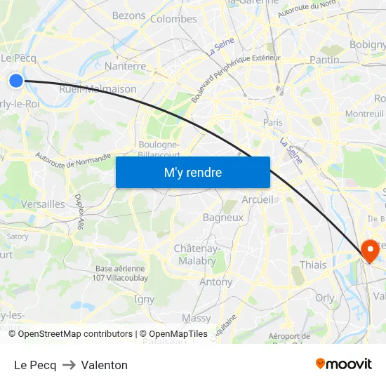 Le Pecq to Valenton map