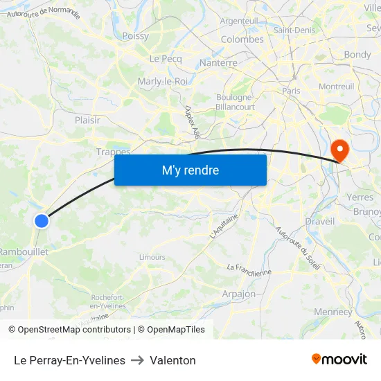 Le Perray-En-Yvelines to Valenton map