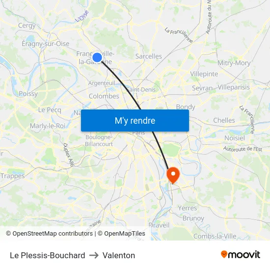 Le Plessis-Bouchard to Valenton map