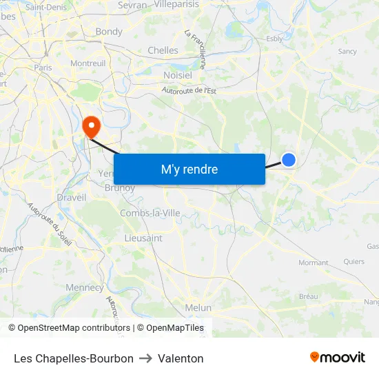 Les Chapelles-Bourbon to Valenton map