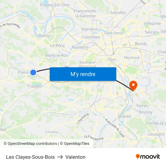 Les Clayes-Sous-Bois to Valenton map