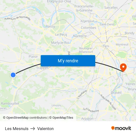 Les Mesnuls to Valenton map