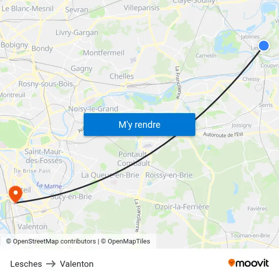 Lesches to Valenton map