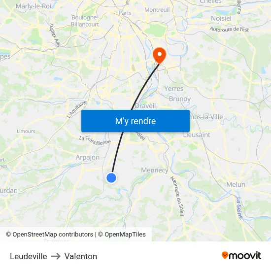 Leudeville to Valenton map