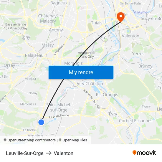 Leuville-Sur-Orge to Valenton map