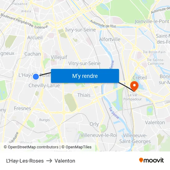 L'Hay-Les-Roses to Valenton map