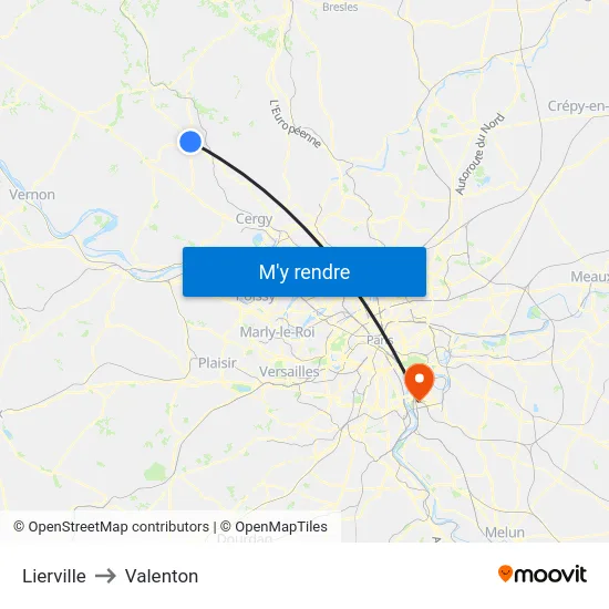 Lierville to Valenton map