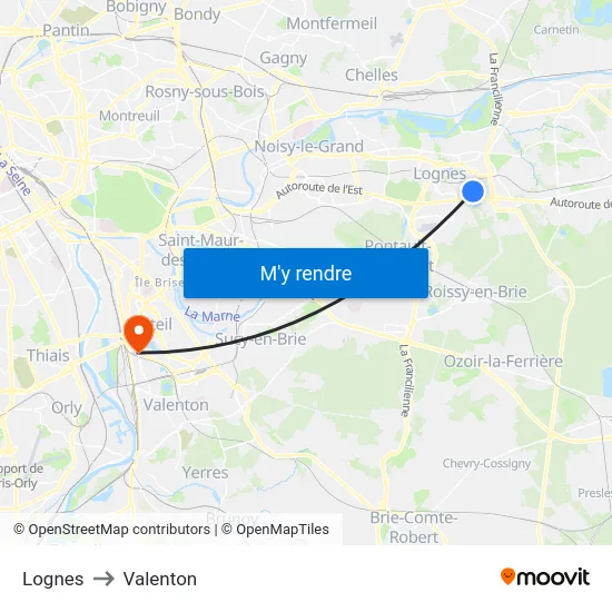 Lognes to Valenton map