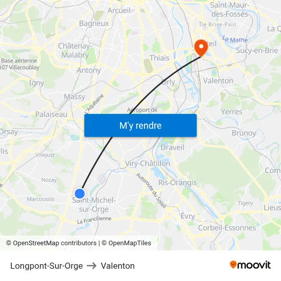 Longpont-Sur-Orge to Valenton map