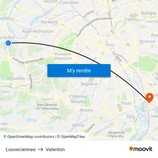 Louveciennes to Valenton map