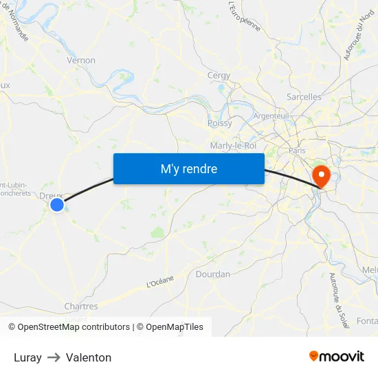 Luray to Valenton map