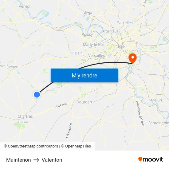 Maintenon to Valenton map