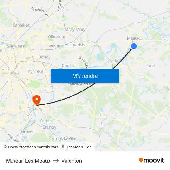 Mareuil-Les-Meaux to Valenton map