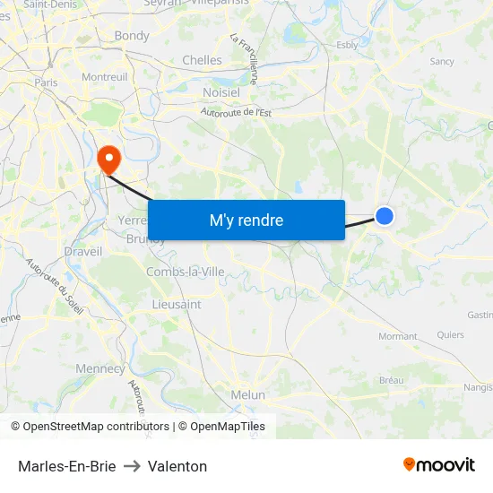 Marles-En-Brie to Valenton map