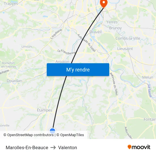 Marolles-En-Beauce to Valenton map
