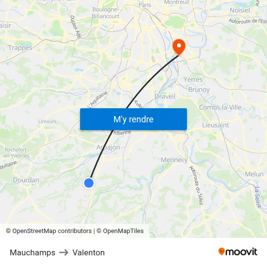 Mauchamps to Valenton map