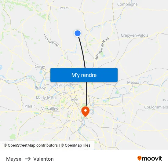 Maysel to Valenton map