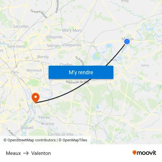Meaux to Valenton map