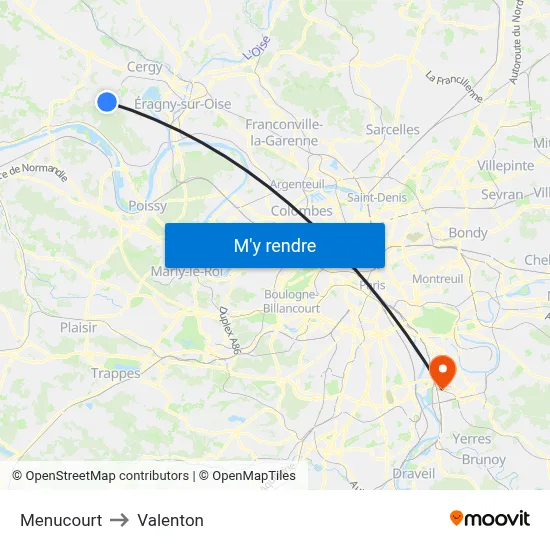 Menucourt to Valenton map