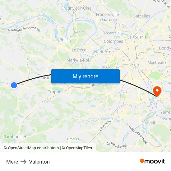 Mere to Valenton map