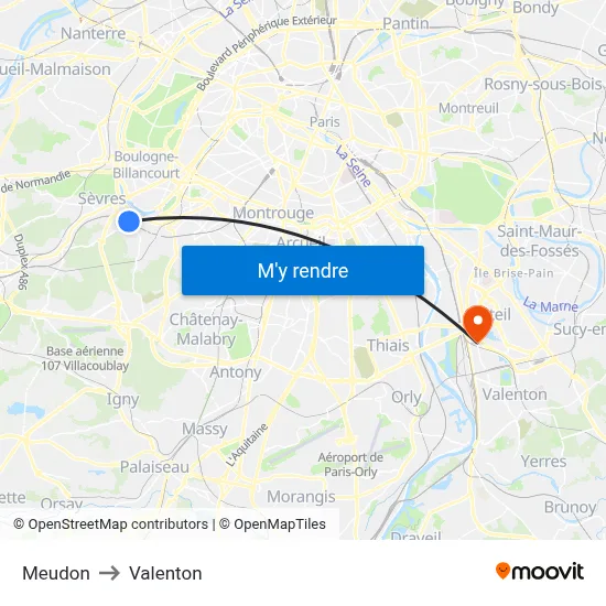 Meudon to Valenton map
