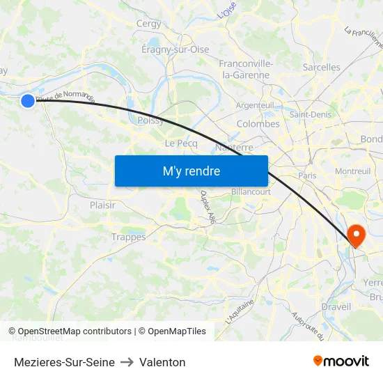 Mezieres-Sur-Seine to Valenton map