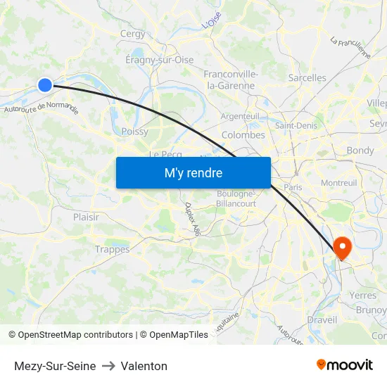 Mezy-Sur-Seine to Valenton map