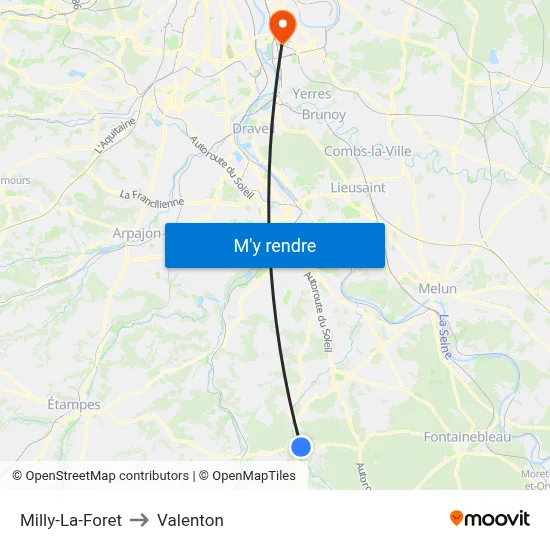 Milly-La-Foret to Valenton map