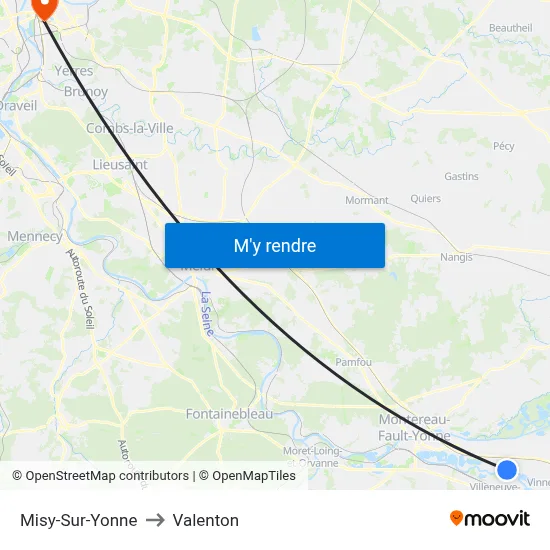 Misy-Sur-Yonne to Valenton map