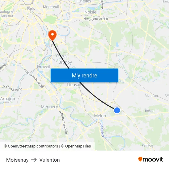 Moisenay to Valenton map