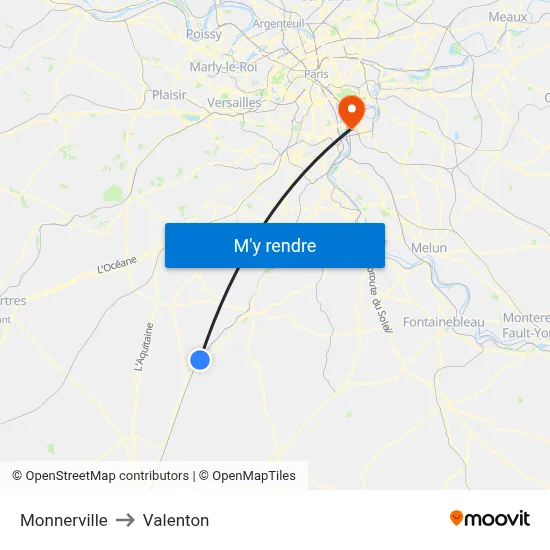 Monnerville to Valenton map
