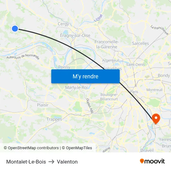 Montalet-Le-Bois to Valenton map