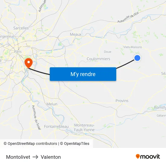 Montolivet to Valenton map
