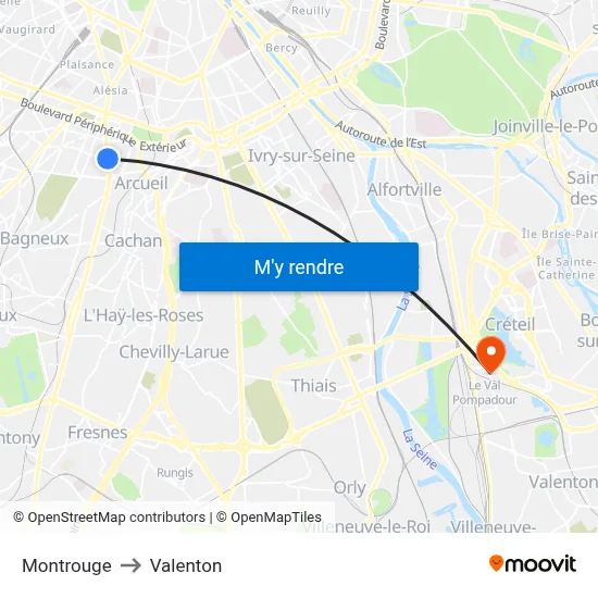 Montrouge to Valenton map